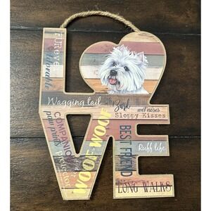 LOVE Wooden 8" X 11"Wall Plaque with Westin Dog Picture/Attributes‎ of Pup NEW